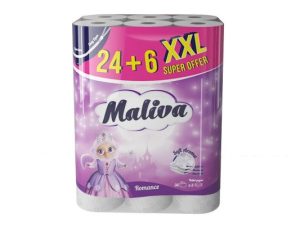 medica96.bg Тоалетна хартия MALIVA Romance 100% цел. 3 пл. 30 бр.