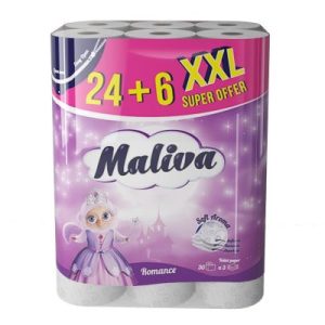 medica96.bg Тоалетна хартия MALIVA Romance 100% цел. 3 пл. 30 бр.